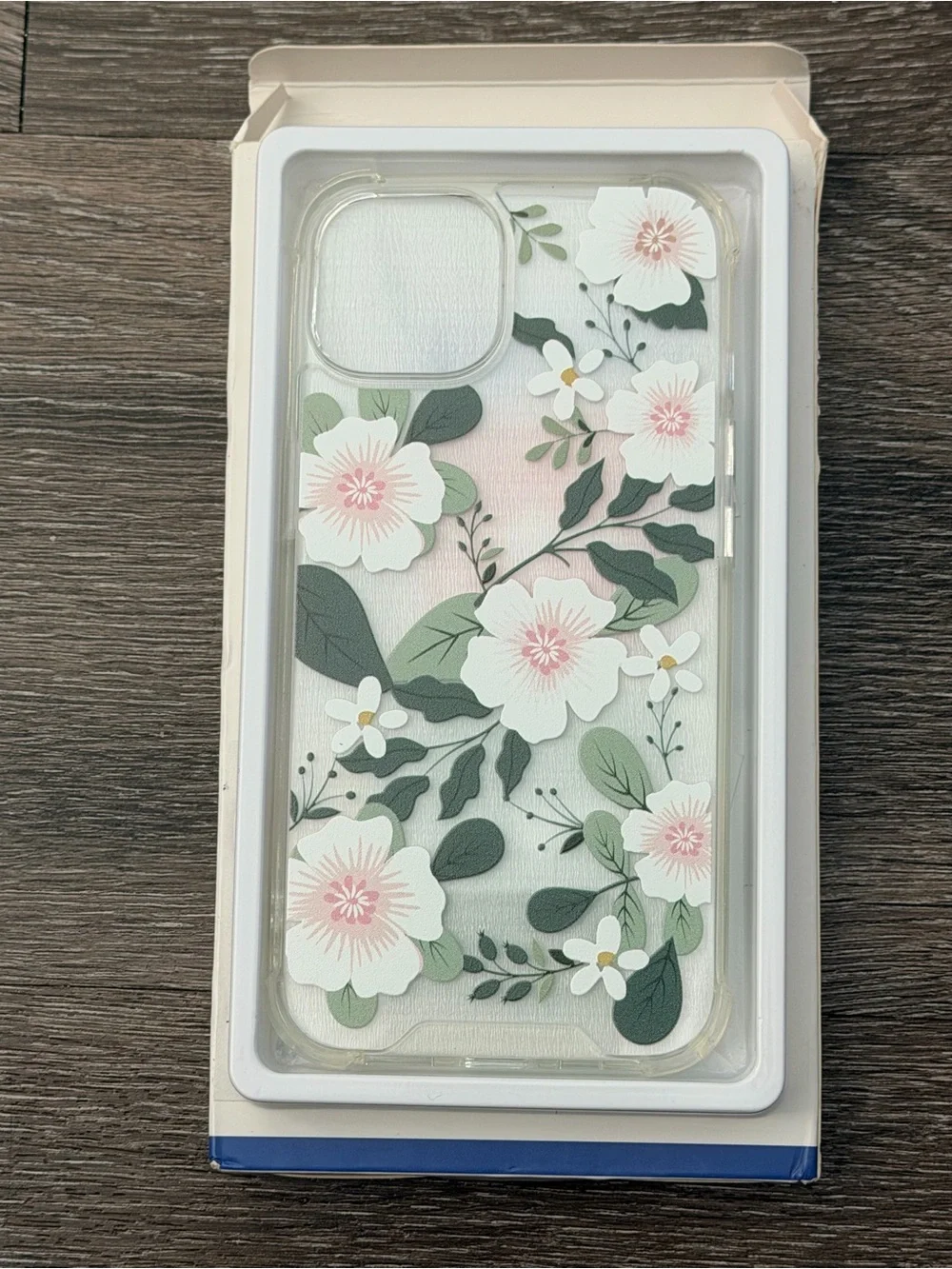 Floral Clear Protective Phone Case with Pink & Green Flowers